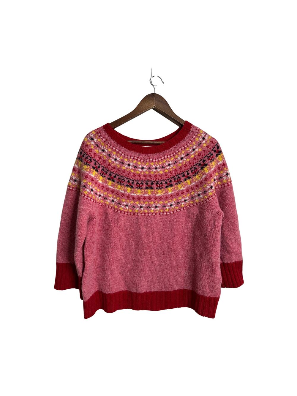 MOLLY GODDARD Pink and Red Fair Isle Wool Sweater